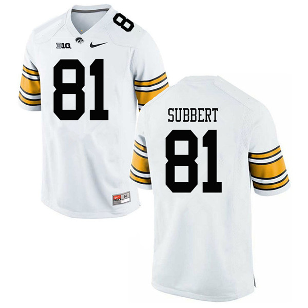 Men #81 Ben Subbert Iowa Hawkeyes College Football Jerseys Sale-White